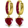 Image 1 : Genuine 3.65 ctw Ruby Earrings Jewelry 14KT Yellow Gold - REF-67R9P