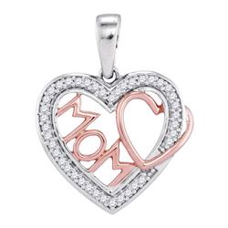 0.10 CTW Diamond Mom Mother Heart Pendant 10KT Two-tone Gold - REF-13Y4X