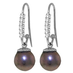 Genuine 8.18 ctw Pearl & Diamond Earrings Jewelry 14KT White Gold - REF-37T6A