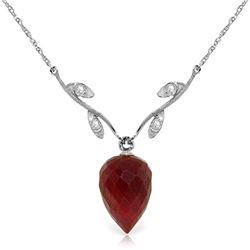 Genuine 13.02 ctw Ruby & Diamond Necklace Jewelry 14KT White Gold - REF-42W2Y