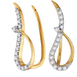 0.18 CTW Diamond Climber Earrings 10KT Yellow Gold - REF-12K8W