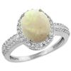 Image 1 : Natural 2.56 ctw Opal & Diamond Engagement Ring 10K White Gold - REF-32G4M
