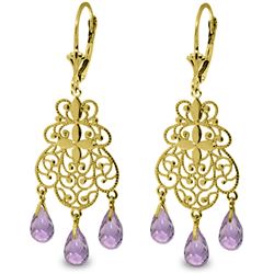 Genuine 3.75 ctw Amethyst Earrings Jewelry 14KT Yellow Gold - REF-58A3K