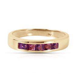 Genuine 0.60 ctw Amethyst Ring Jewelry 14KT Yellow Gold - REF-46V2W