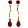 Image 1 : Genuine 7.9 ctw Ruby Earrings Jewelry 14KT Yellow Gold - REF-28P9H