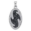 Image 1 : 0.50 CTWBlack Color Diamond Oval Cluster Pendant 10KT White Gold - REF-26F9N