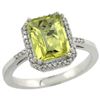 Image 1 : Natural 2.63 ctw Lemon-quartz & Diamond Engagement Ring 14K White Gold - REF-42V2F