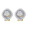Image 1 : 1.5 CTW Diamond Square Cluster French-clip Earrings 14KT Yellow Gold - REF-101X9Y