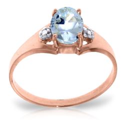 Genuine 0.76 ctw Aquamarine & Diamond Ring Jewelry 14KT Rose Gold - REF-23W2Y