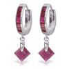 Image 1 : Genuine 3.7 ctw Ruby Earrings Jewelry 14KT White Gold - REF-60M3T