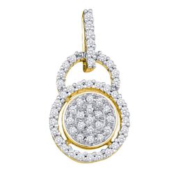 0.20 CTW Diamond Circle Cluster Pendant 10KT Yellow Gold - REF-19W4K