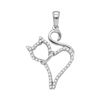 0.15 CTW Diamond Kitty Cat Outline Animal Pendant 10KT White Gold - REF-9Y7X