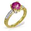 Genuine 1.80 ctw Pink Topaz & Diamond Ring Jewelry 14KT Yellow Gold - REF-98M3T