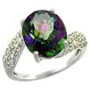 Natural 6.45 ctw mystic-topaz & Diamond Engagement Ring 14K White Gold - REF-54X3A