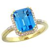 Natural 2.63 ctw Swiss-blue-topaz & Diamond Engagement Ring 10K Yellow Gold - REF-32X7A