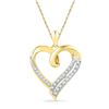 Image 1 : 0.10 CTW Diamond Heart Outline Pendant 10KT Yellow Gold - REF-18M2H