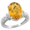 Image 1 : Natural 5.53 ctw Whisky-quartz & Diamond Engagement Ring 10K White Gold - REF-42K3R