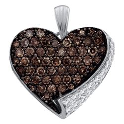 0.85 CTW Cognac-brown Color Diamond Heart Love Pendant 10KT White Gold - REF-22F4N