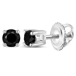 0.25 CTW Black Color Diamond Solitaire Stud Earrings 10KT White Gold - REF-7H4M