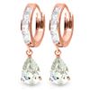 Genuine 4.2 ctw White Topaz Earrings Jewelry 14KT Rose Gold - REF-50V9W
