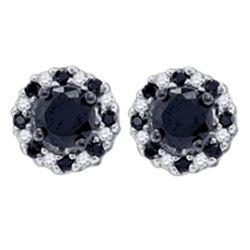 1 CTW Black Color Diamond Stud Earrings 10KT Yellow Gold - REF-34Y4X