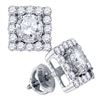 Image 1 : 1.75 CTW Diamond Square Solitaire Stud Earrings 14KT White Gold - REF-299W9K