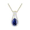 Image 1 : 1.76 CTW Oval Created Blue Sapphire Solitaire Pendant 10KT Yellow Gold - REF-14Y9X