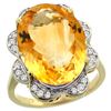 Image 1 : Natural 13.83 ctw citrine & Diamond Engagement Ring 14K Yellow Gold - REF-124R4Z