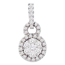 0.51 CTW Diamond Circle Flower Cluster Pendant 14KT White Gold - REF-49Y5X