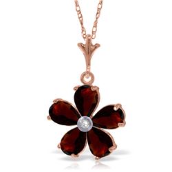 Genuine 2.22 ctw Garnet & Diamond Necklace Jewelry 14KT Rose Gold - REF-30Y2F