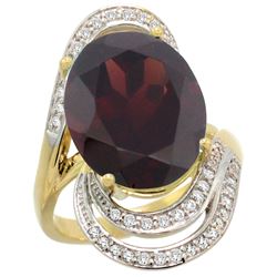 Natural 11.2 ctw garnet & Diamond Engagement Ring 14K Yellow Gold - REF-110Y2X