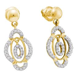 0.40 CTW Diamond Dangle Screwback Earrings 14KT Yellow Gold - REF-44H9M