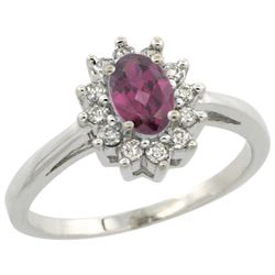 Natural 0.67 ctw Rhodolite & Diamond Engagement Ring 10K White Gold - REF-39N2G