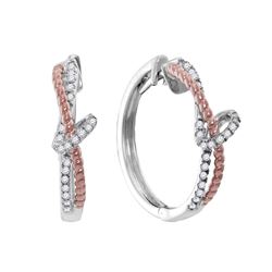 0.25 CTW Diamond Rope Hoop Earrings 10KT Two-tone Gold - REF-37W5K