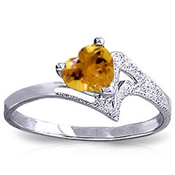 Genuine 0.95 ctw Citrine Ring Jewelry 14KT White Gold - REF-36W3Y