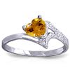 Genuine 0.95 ctw Citrine Ring Jewelry 14KT White Gold - REF-36W3Y