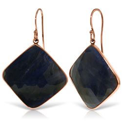 Genuine 43.5 ctw Sapphire Earrings Jewelry 14KT Rose Gold - REF-114H3X