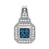 Image 1 : 0.35 CTW Blue Color Diamond Square Cluster Pendant 10KT White Gold - REF-19M4H