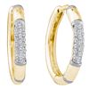 Image 1 : 0.15 CTW Diamond Cluster Hoop Earrings 14KT Yellow Gold - REF-19X4Y