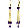 Genuine 9.5 ctw Amethyst Earrings Jewelry 14KT Yellow Gold - REF-62T2A