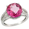 Natural 5.34 ctw Pink-topaz & Diamond Engagement Ring 14K White Gold - REF-45W5K