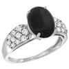 Image 1 : Natural 1.9 ctw onyx & Diamond Engagement Ring 14K White Gold - REF-56X2A