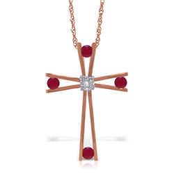 Genuine 0.53 ctw Ruby & Diamond Necklace Jewelry 14KT Rose Gold - REF-79A4K