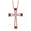 Image 1 : Genuine 0.53 ctw Ruby & Diamond Necklace Jewelry 14KT Rose Gold - REF-79A4K