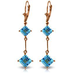 Genuine 3.75 ctw Blue Topaz Earrings Jewelry 14KT Rose Gold - REF-30F6Z