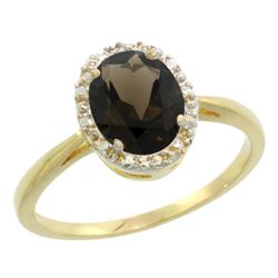 Natural 1.22 ctw Smoky-topaz & Diamond Engagement Ring 14K Yellow Gold - REF-27M2H