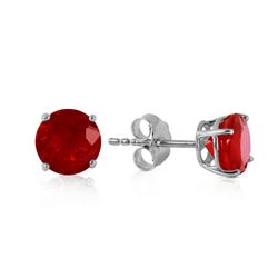 Genuine 0.95 ctw Ruby Earrings Jewelry 14KT White Gold - REF-20M4T