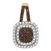 Image 1 : 0.50 CTWCognac-brown Color Diamond Square Pendant 10KT Yellow Gold - REF-30M2H