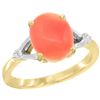 Natural 2.01 ctw Coral & Diamond Engagement Ring 10K Yellow Gold - REF-22R8Z