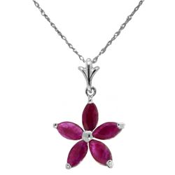 Genuine 1.40 ctw Ruby Necklace Jewelry 14KT White Gold - REF-30V7W